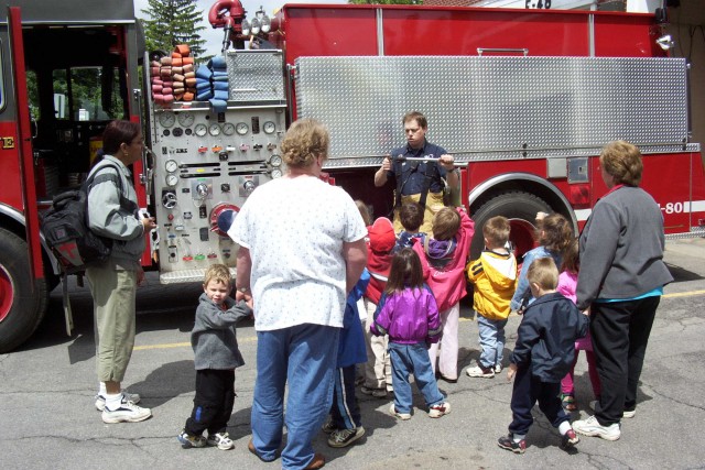 June 2004 - Fire Driver Robert Pierce during a fire prevention presentation and tour