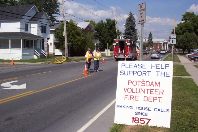 August 2005 - Potsdam Firefighters on Pierrepont Avenue during the Annual Fill The Boot Fund Raiser