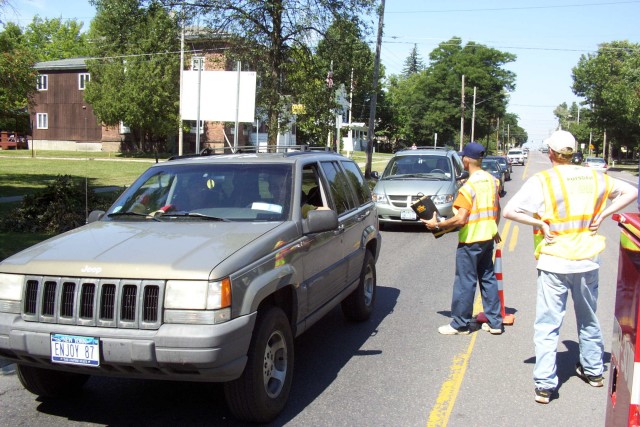 August 2005 - Potsdam Firefighters on Market Street during the Annual Fill The Boot Fund Raiser