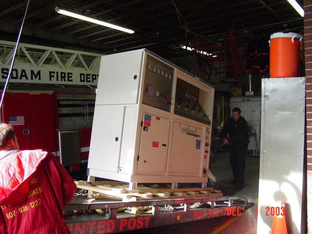 December 2003 - Bauer UNICUS II air compressor  arriving for installation by Tyler Fire Equipment