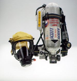 Scott 4.5 AirPak with carbon fiber air cylinder - Self Contained Breathing Apparatus (SCBA) worn by Potsdam Firefighters entering hazadous atmospheres