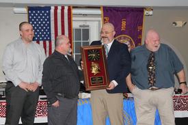 J. Bradish, J. Farnsworth, Fireman of the Year Sean Corbett, Chief M. Bradish